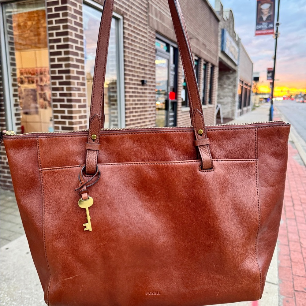 Fossil Rich Brown Leather Tote & Wallet